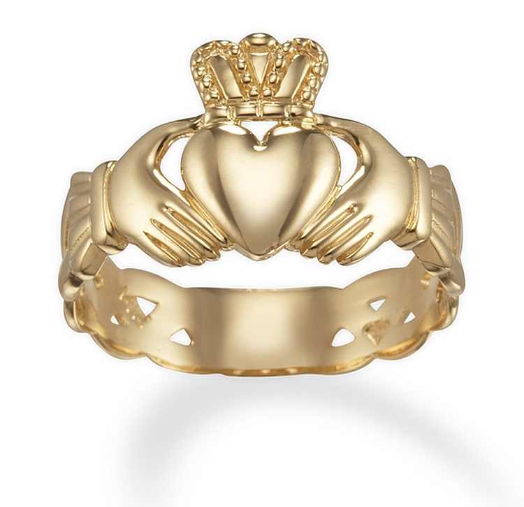 The Claddagh Ring- the crown symbolizing loyalty, the hands symbolizing friendship, and the heart symbolizing love.